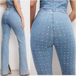 NWT Good American Dolly Parton Joleans Crystal Denim Pull on Pants - 6/28